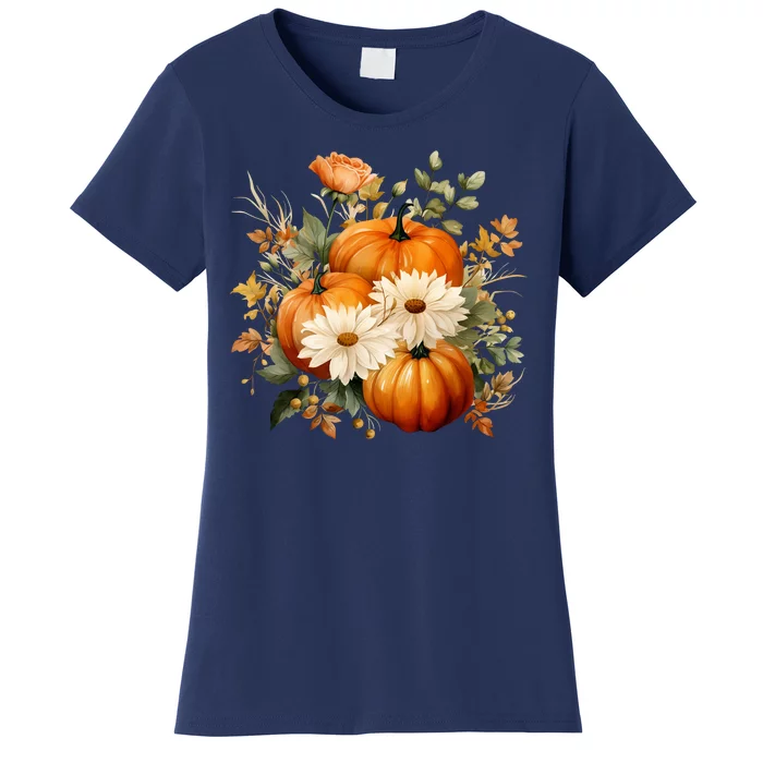 Fall Pumpkin Floral Holiday Women's T-Shirt