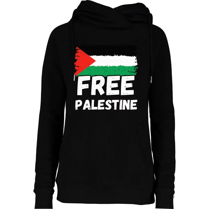 Free Palestine Flag Womens Funnel Neck Pullover Hood