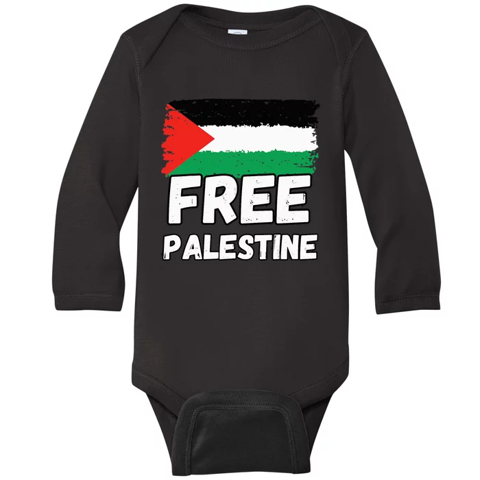 Free Palestine Flag Baby Long Sleeve Bodysuit