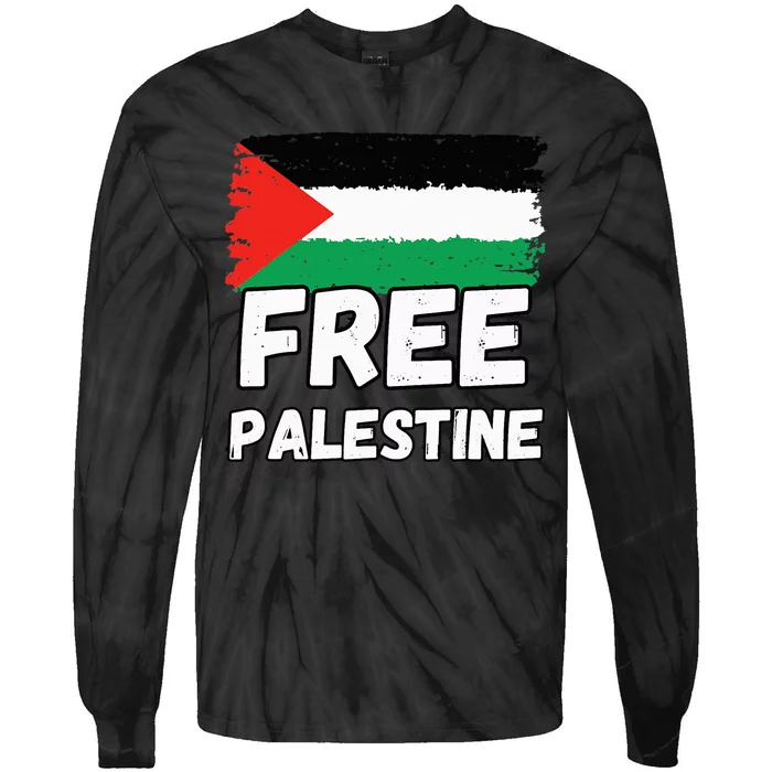 Free Palestine Flag Tie-Dye Long Sleeve Shirt