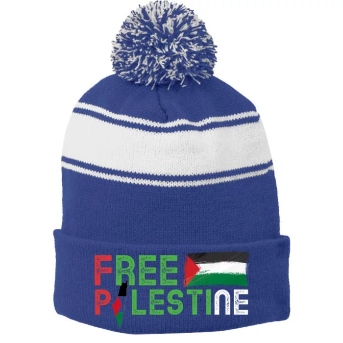 Free Palestine Flag Arabic Free Gaza Palestinian Flag Cute Gift Stripe Pom Pom Beanie