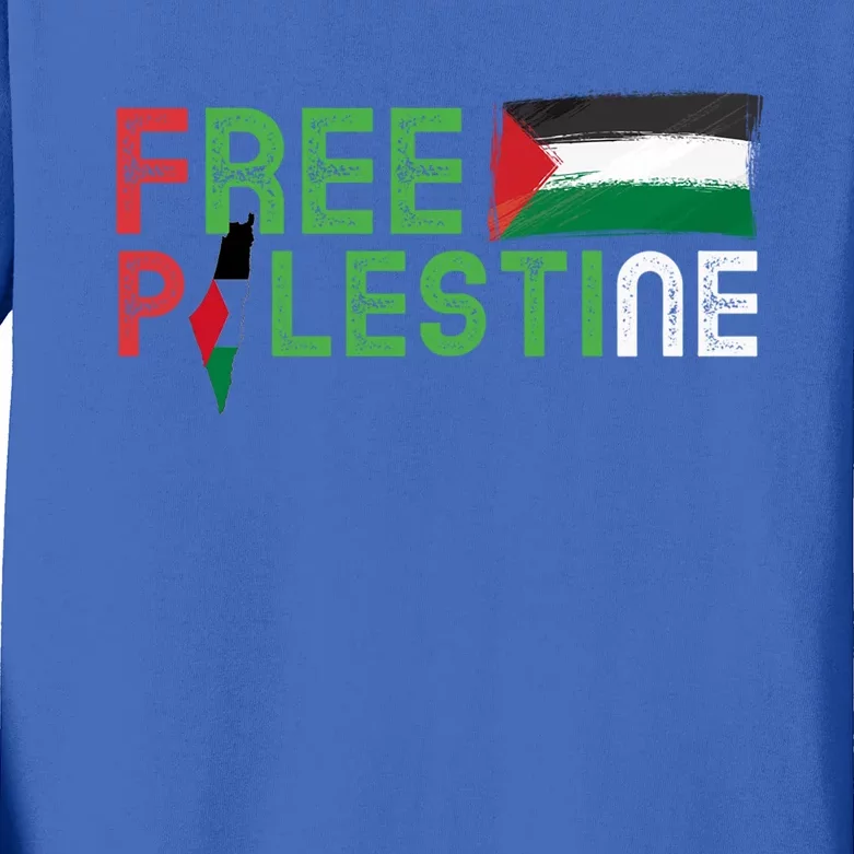 Free Palestine Flag Arabic Free Gaza Palestinian Flag Cute Gift Kids Long Sleeve Shirt