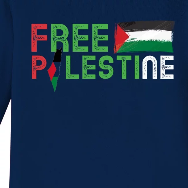 Free Palestine Flag Arabic Free Gaza Palestinian Flag Cute Gift Baby Long Sleeve Bodysuit