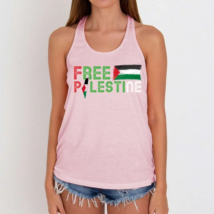 Free Palestine Flag Arabic Free Gaza Palestinian Flag Cute Gift Women's Knotted Racerback Tank