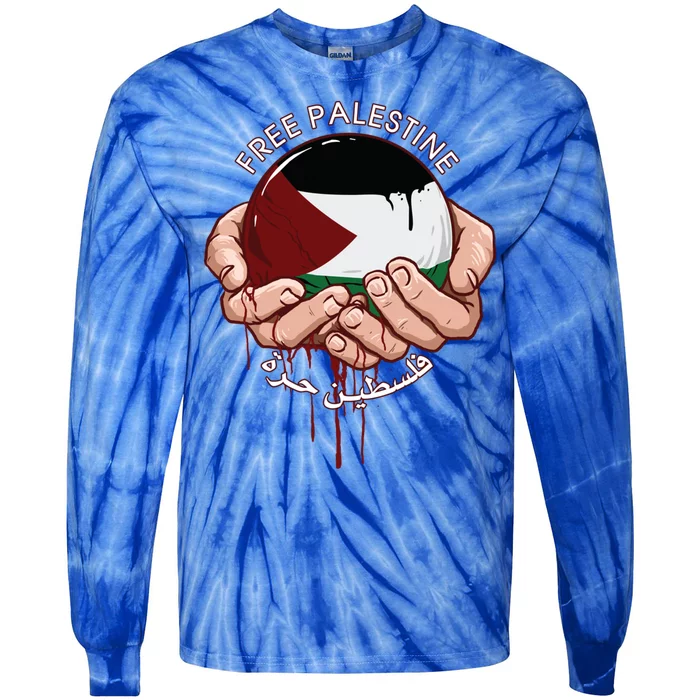 Free Palestine Flag I Love Palestine Gaza Palestinian Flag Gift Tie-Dye Long Sleeve Shirt