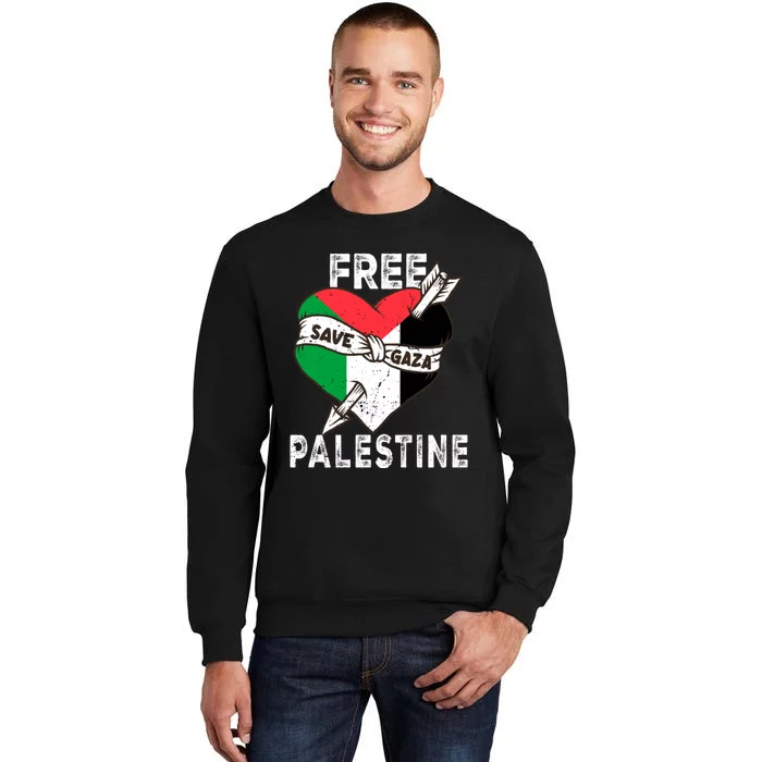 Free Palestine Flag Save Gaza Palestinian Love Heart Sweatshirt