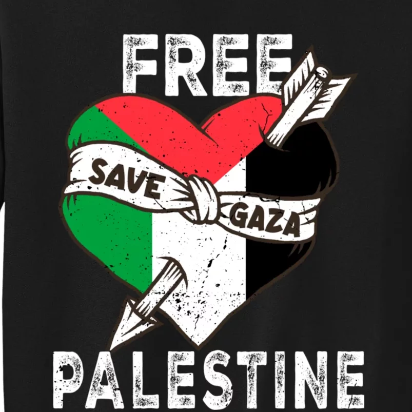 Free Palestine Flag Save Gaza Palestinian Love Heart Sweatshirt