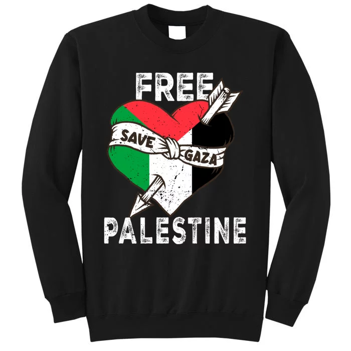 Free Palestine Flag Save Gaza Palestinian Love Heart Sweatshirt