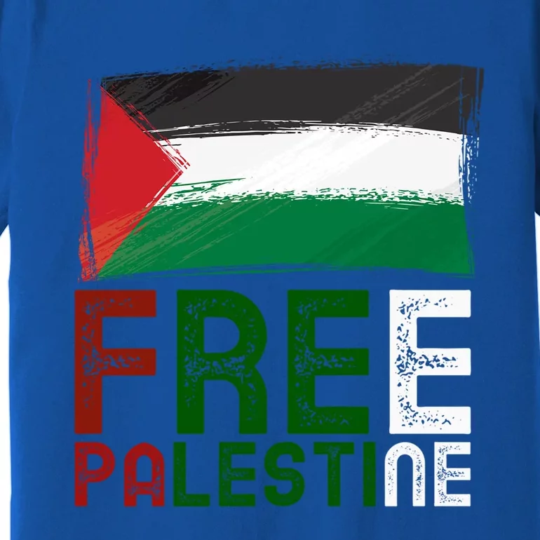 Free Palestine Flag Arabic Free Gaza Palestinian Flag Gift Premium T-Shirt