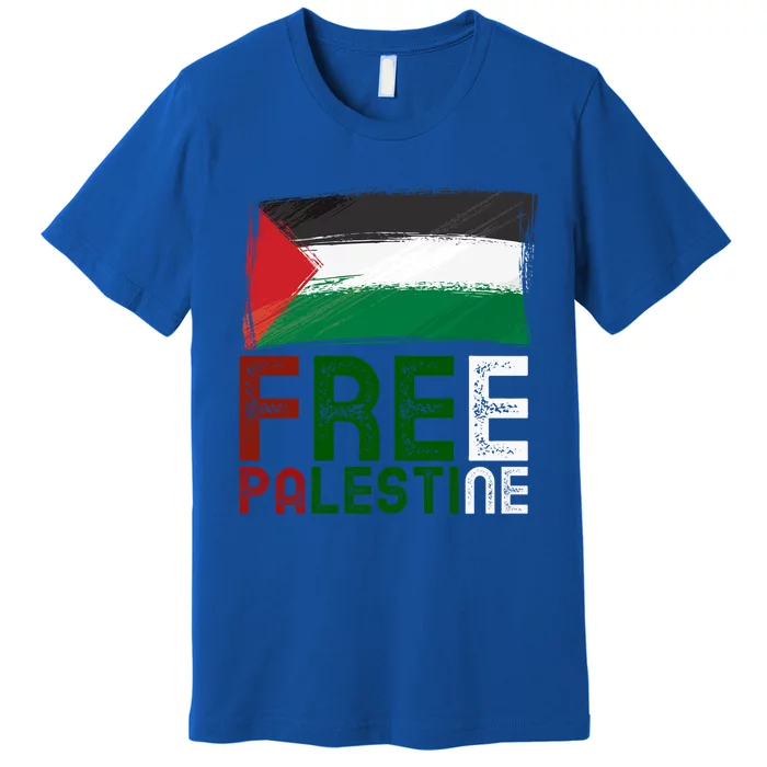 Free Palestine Flag Arabic Free Gaza Palestinian Flag Gift Premium T-Shirt