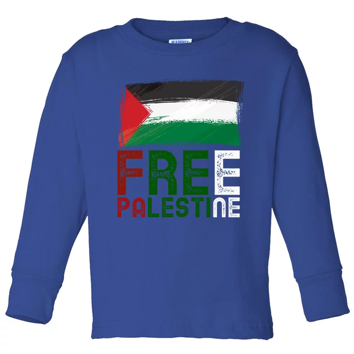 Free Palestine Flag Arabic Free Gaza Palestinian Flag Gift Toddler Long Sleeve Shirt