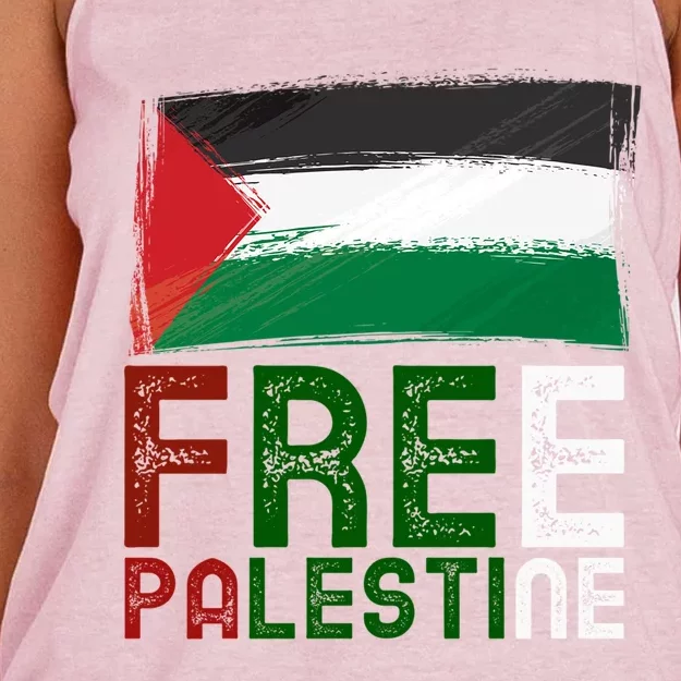 Free Palestine Flag Arabic Free Gaza Palestinian Flag Gift Women's Knotted Racerback Tank