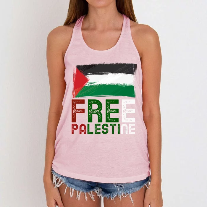 Free Palestine Flag Arabic Free Gaza Palestinian Flag Gift Women's Knotted Racerback Tank