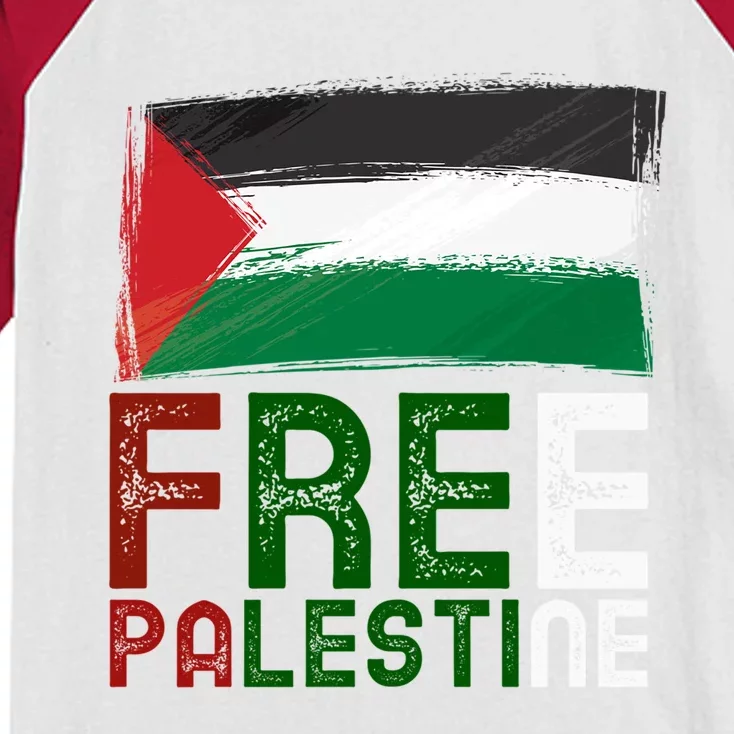 Free Palestine Flag Arabic Free Gaza Palestinian Flag Gift Kids Colorblock Raglan Jersey