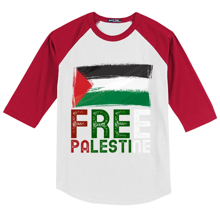 Free Palestine Flag Arabic Free Gaza Palestinian Flag Gift Kids Colorblock Raglan Jersey