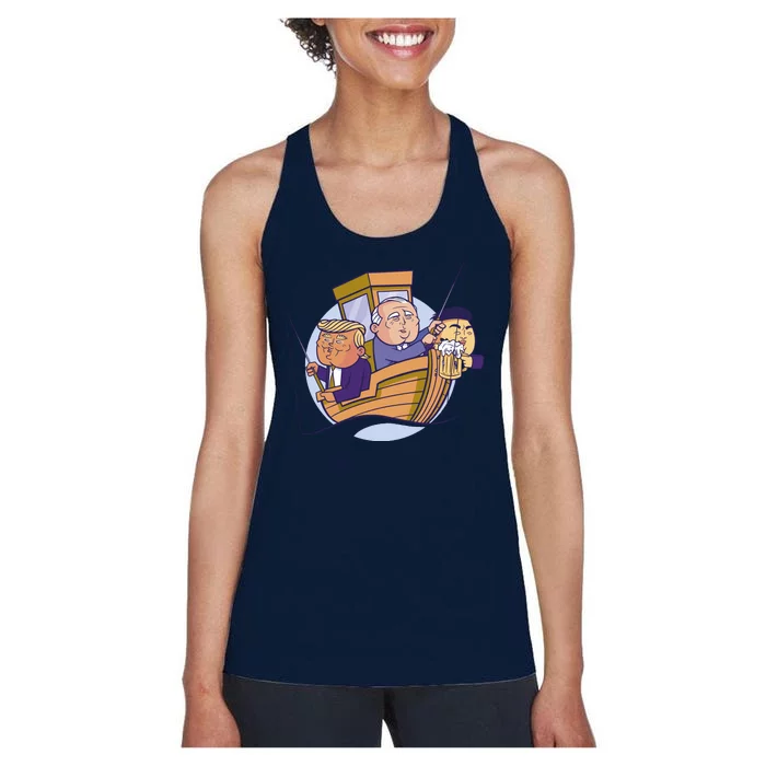 Fishing Presidents Funny Women's Racerback Tank