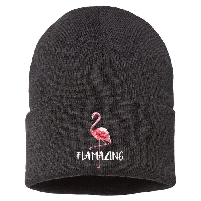 Flamazing Pink Flamingo Novelty Flamingo Lover Funny Gift Sustainable Knit Beanie