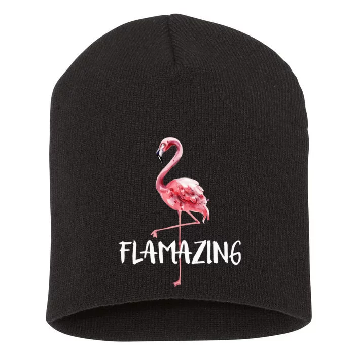 Flamazing Pink Flamingo Novelty Flamingo Lover Funny Gift Short Acrylic Beanie