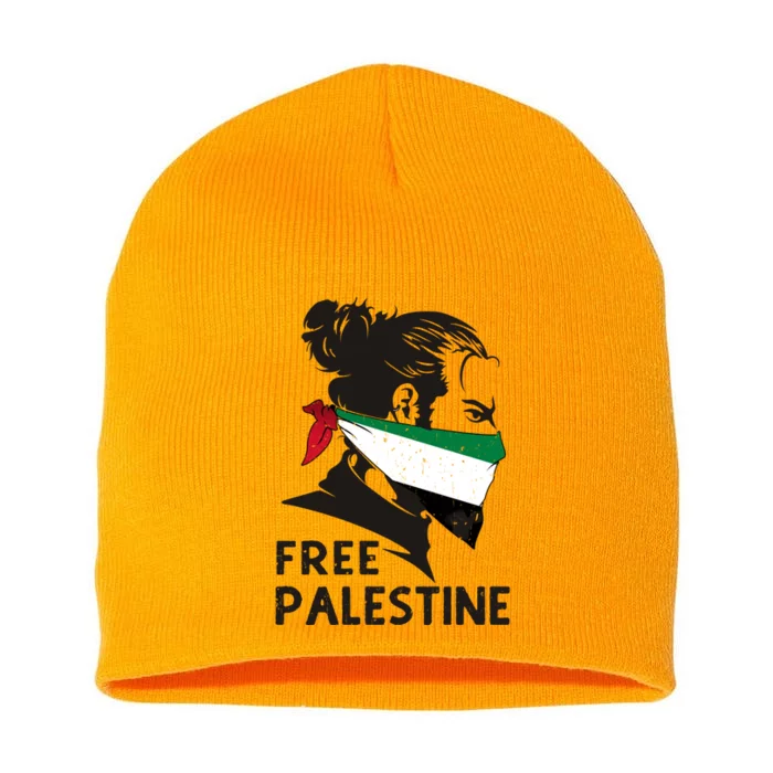 Free Palestine Flag Save Gaza End Occupation Palestinian Gift Short Acrylic Beanie