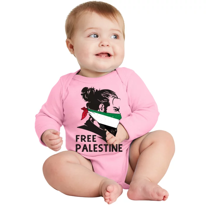 Free Palestine Flag Save Gaza End Occupation Palestinian Gift Baby Long Sleeve Bodysuit