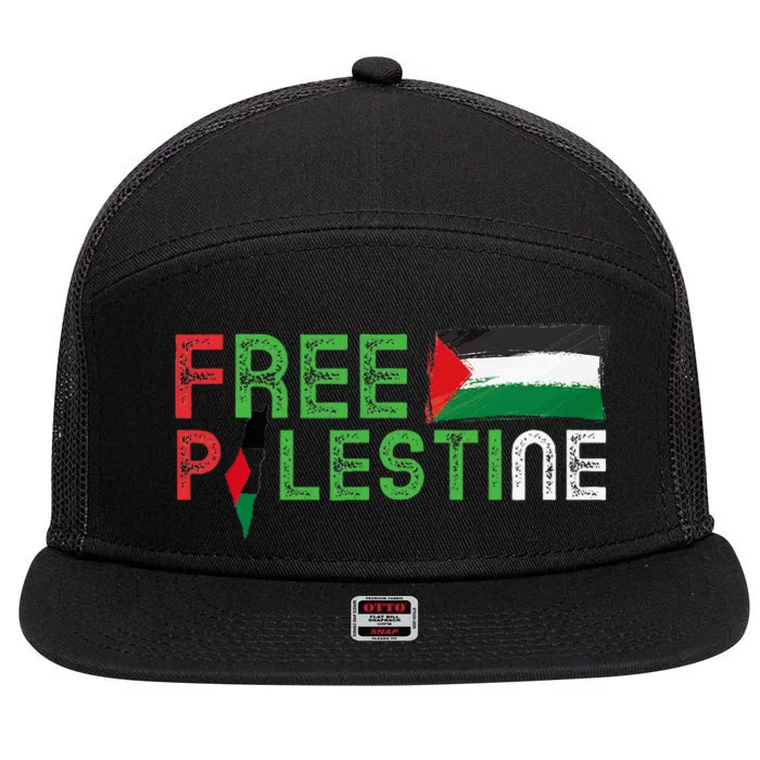 Free Palestine Flag Arabic Free Gaza Palestinian Flag 7 Panel Mesh Trucker Snapback Hat