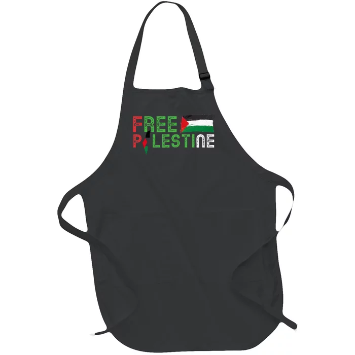 Free Palestine Flag Arabic Free Gaza Palestinian Flag Full-Length Apron With Pocket