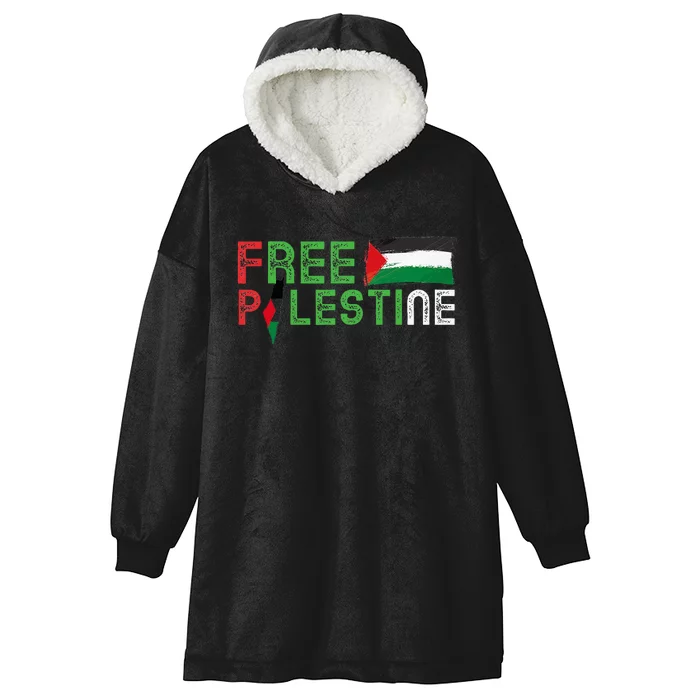 Free Palestine Flag Arabic Free Gaza Palestinian Flag Hooded Wearable Blanket