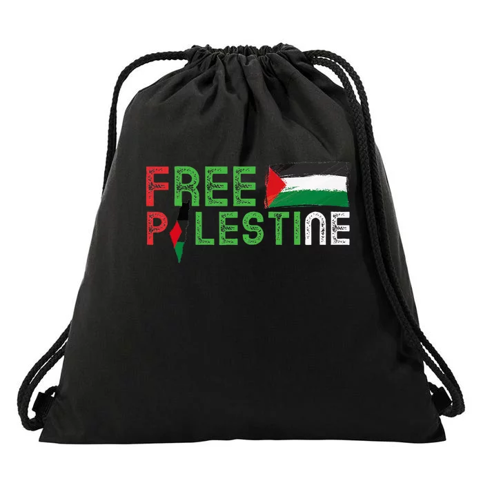 Free Palestine Flag Arabic Free Gaza Palestinian Flag Drawstring Bag