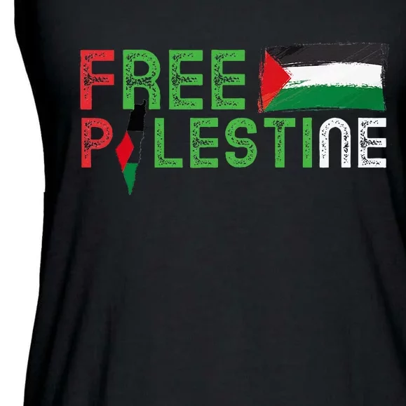 Free Palestine Flag Arabic Free Gaza Palestinian Flag Ladies Essential Flowy Tank