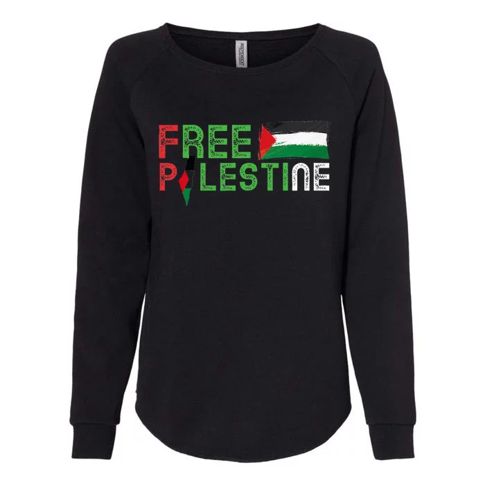 Free Palestine Flag Arabic Free Gaza Palestinian Flag Womens California Wash Sweatshirt