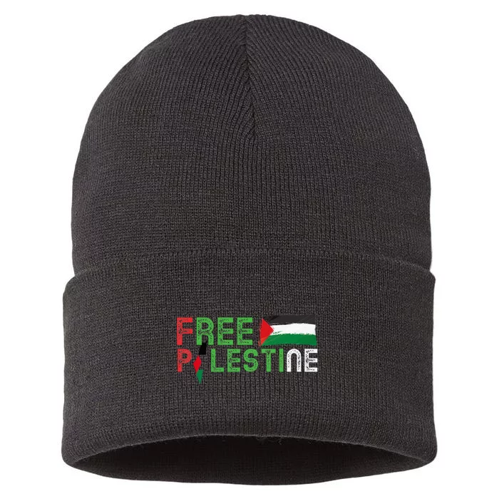 Free Palestine Flag Arabic Free Gaza Palestinian Flag Sustainable Knit Beanie