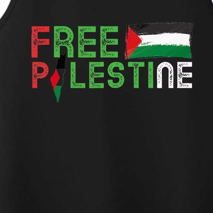 Free Palestine Flag Arabic Free Gaza Palestinian Flag Performance Tank