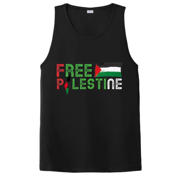 Free Palestine Flag Arabic Free Gaza Palestinian Flag Performance Tank