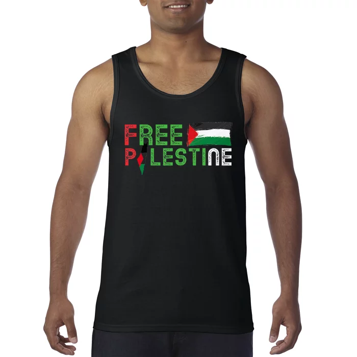 Free Palestine Flag Arabic Free Gaza Palestinian Flag Tank Top