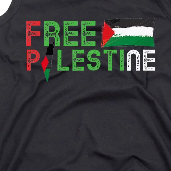 Free Palestine Flag Arabic Free Gaza Palestinian Flag Tank Top