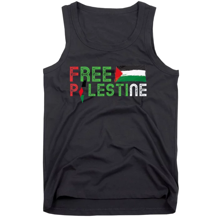 Free Palestine Flag Arabic Free Gaza Palestinian Flag Tank Top