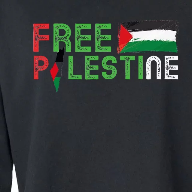 Free Palestine Flag Arabic Free Gaza Palestinian Flag Cropped Pullover Crew