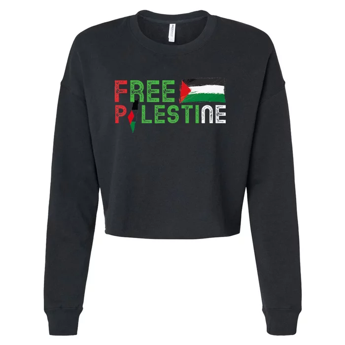 Free Palestine Flag Arabic Free Gaza Palestinian Flag Cropped Pullover Crew