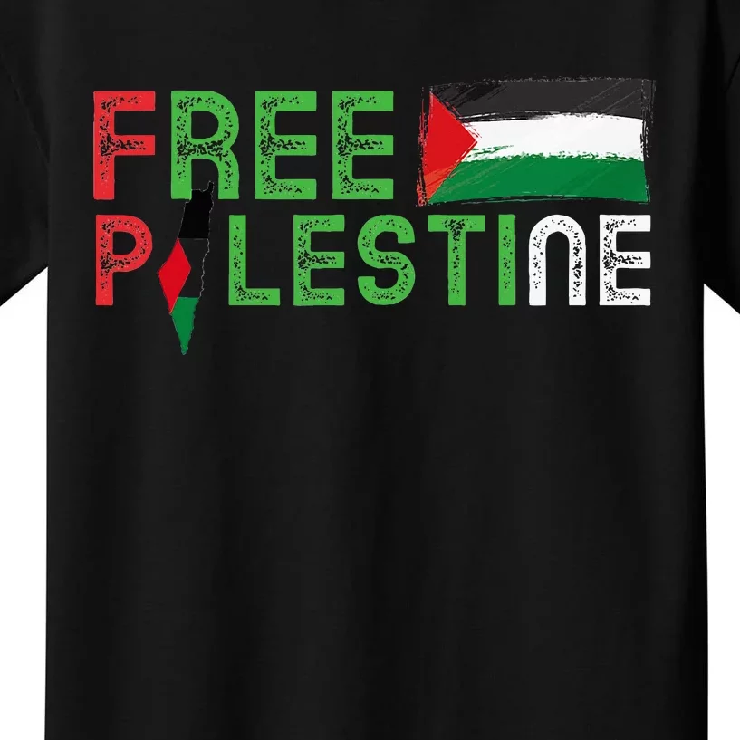 Free Palestine Flag Arabic Free Gaza Palestinian Flag Kids T-Shirt