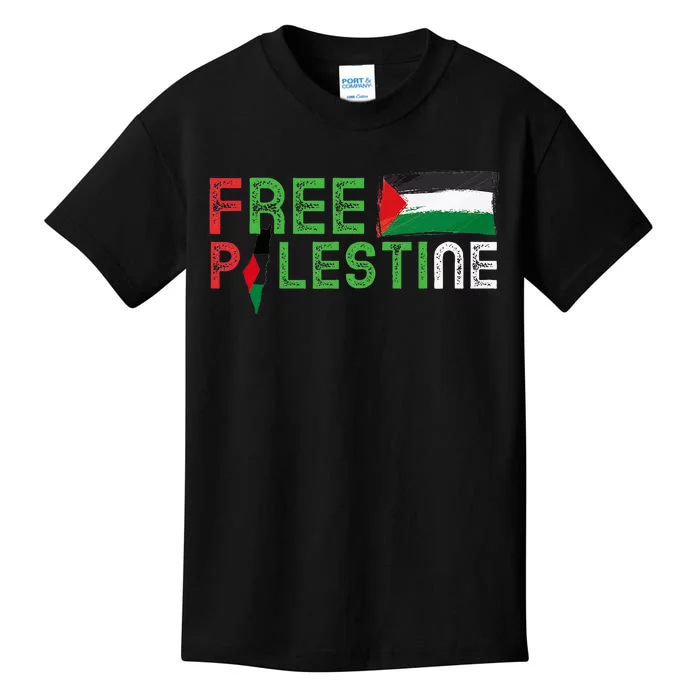 Free Palestine Flag Arabic Free Gaza Palestinian Flag Kids T-Shirt