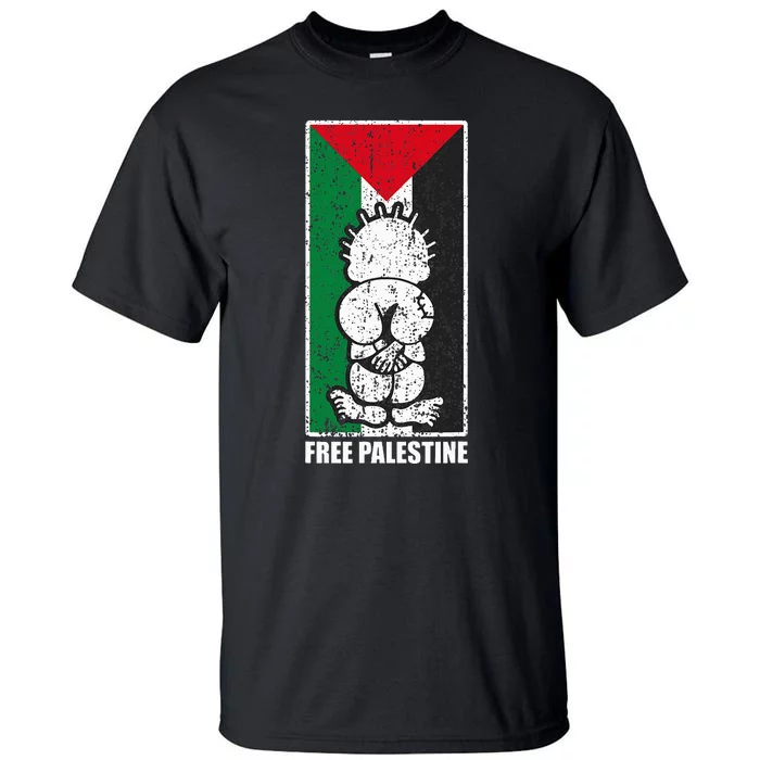 Free Palestine Flag Hanthala Gaza Save Sheikh Jarrah Tall T-Shirt