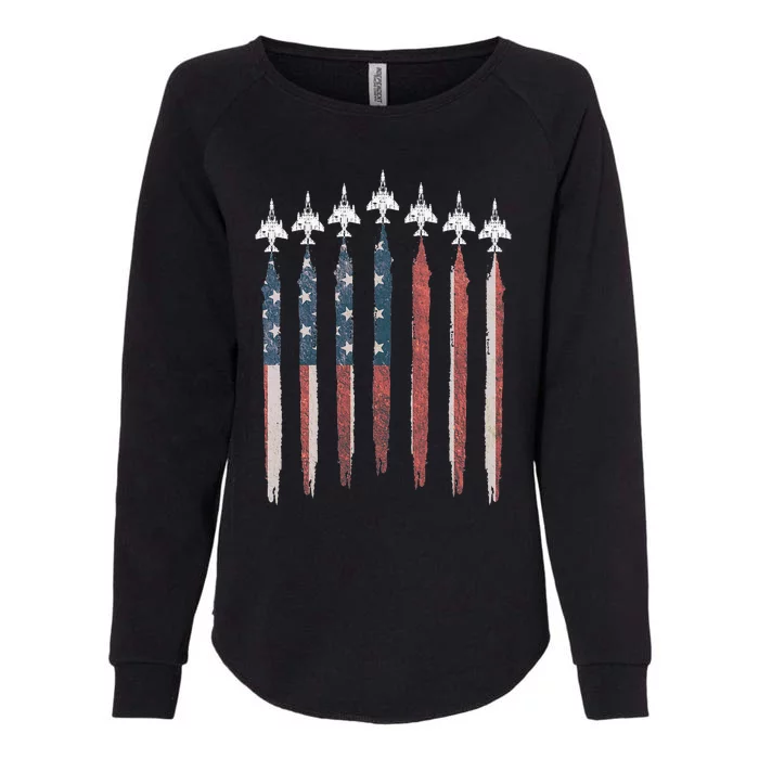 F4 Phantom Fighter Jet USA Flag Airplane F4 4th Of July Womens California Wash Sweatshirt