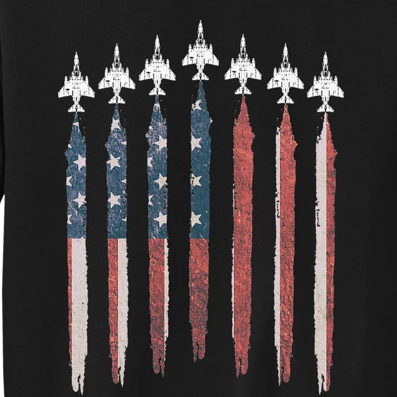 F4 Phantom Fighter Jet USA Flag Airplane F4 4th Of July Tall Sweatshirt