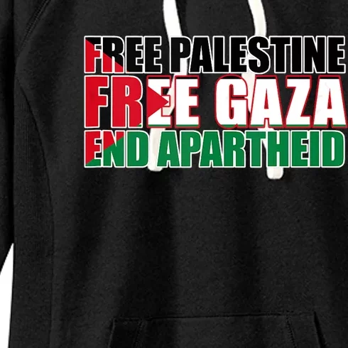 Free Palestine Free Gaza End Apartheid Palestinian Flag Women's Fleece Hoodie