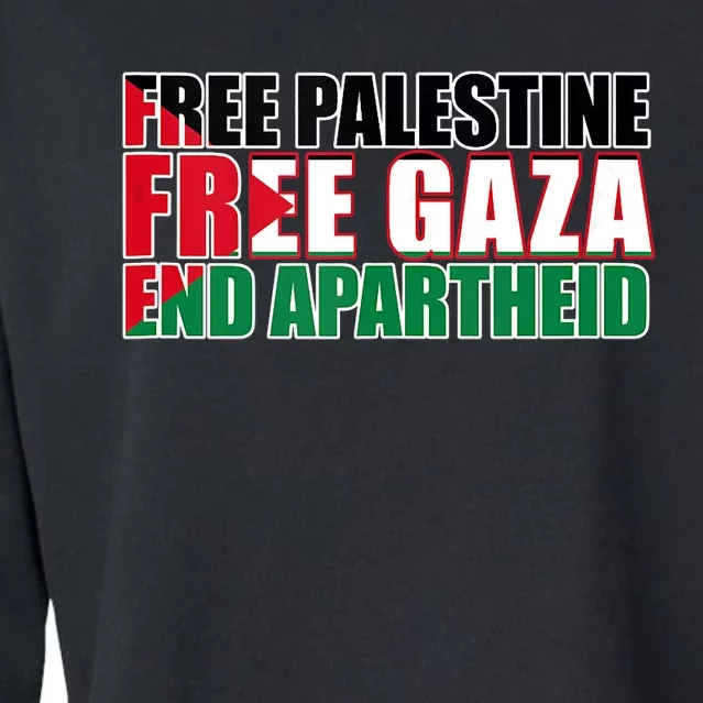 Free Palestine Free Gaza End Apartheid Palestinian Flag Cropped Pullover Crew