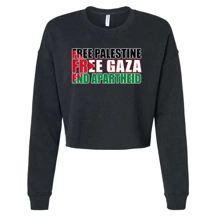 Free Palestine Free Gaza End Apartheid Palestinian Flag Cropped Pullover Crew