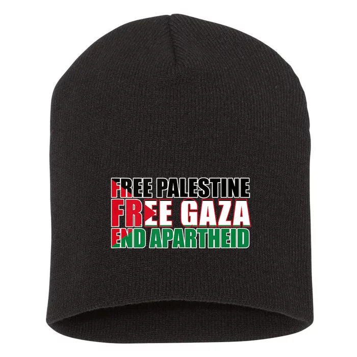 Free Palestine Free Gaza End Apartheid Palestinian Flag Short Acrylic Beanie