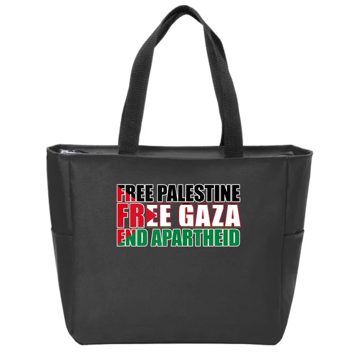 Free Palestine Free Gaza End Apartheid Palestinian Flag Zip Tote Bag