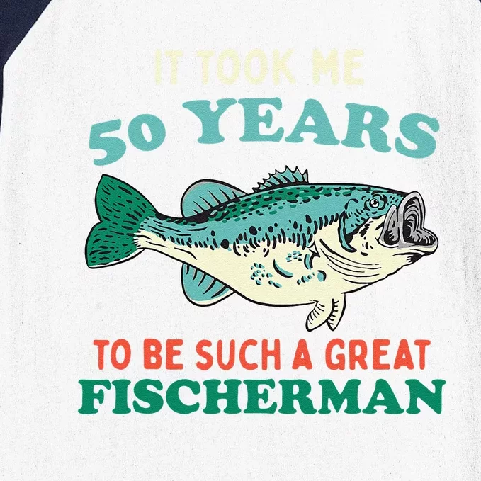 Fisherman Party Fishing Angler Fish 50th Birthday Gift Baseball Sleeve Shirt