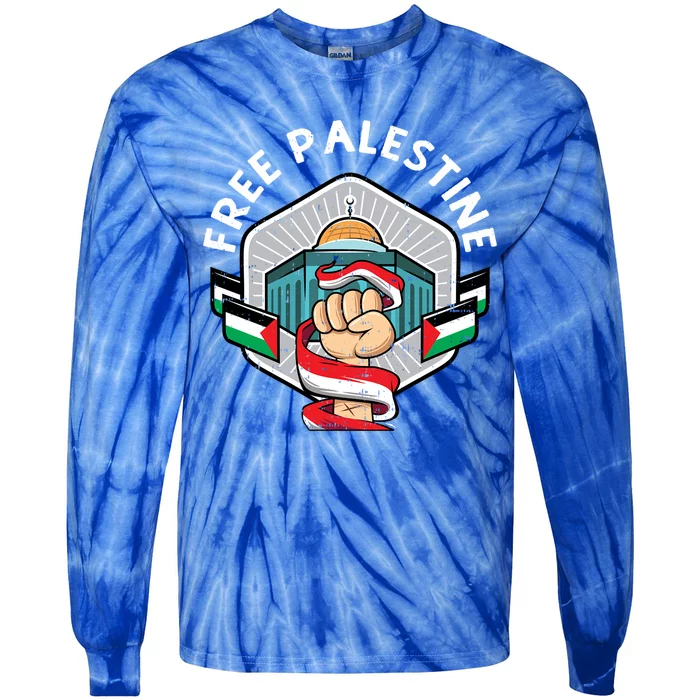 Free Palestine Flag Save Gaza Strip End The Occupation Gift Tie-Dye Long Sleeve Shirt